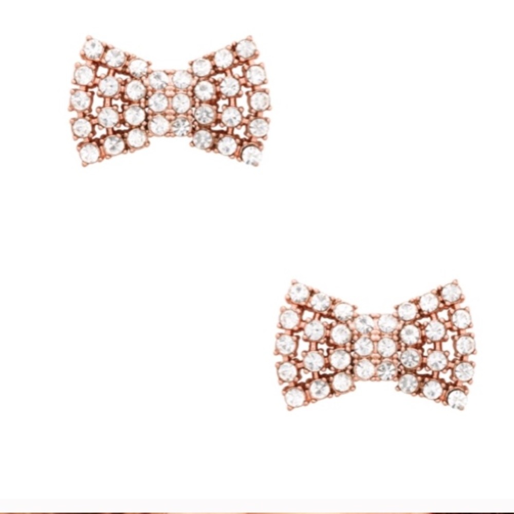 New Kate Spade Sparkling Bow Studs Rose Gold